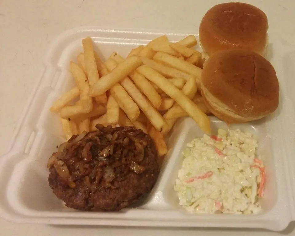 Hamburger Steak Plate with Grilled Onions